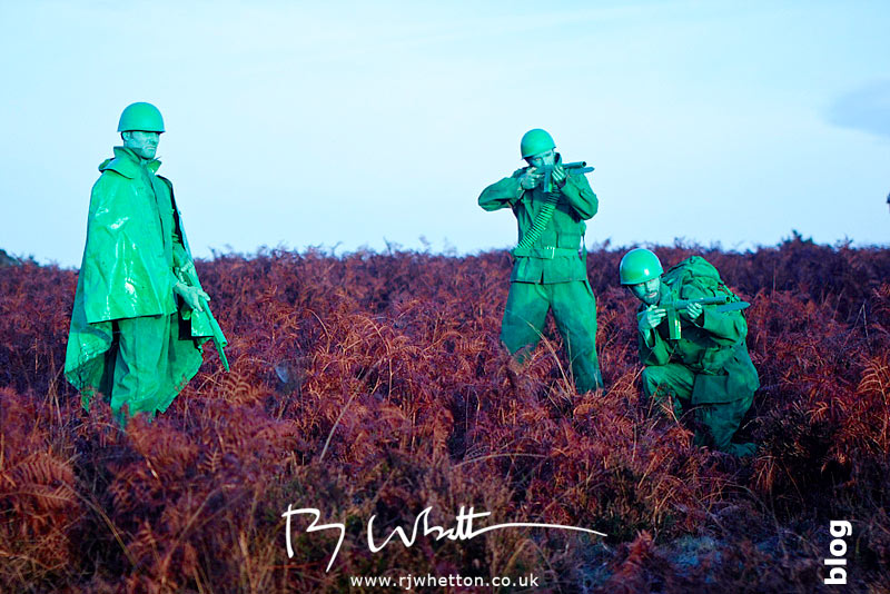 Setup shot of green army men - Production Photography Dorset