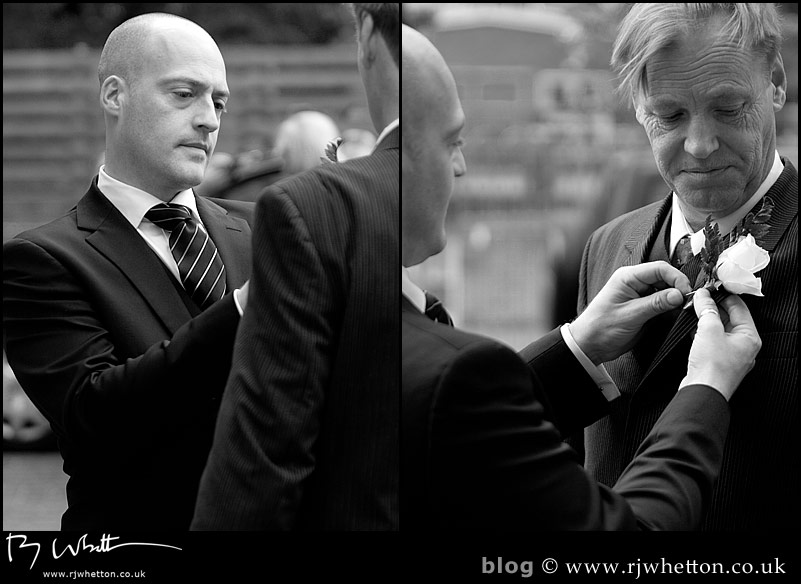 Ushers get themselves ready outside the church - Professional Wedding Photography Dorset