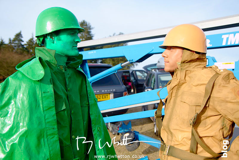 Green army meets orange army - Production Photography Dorset