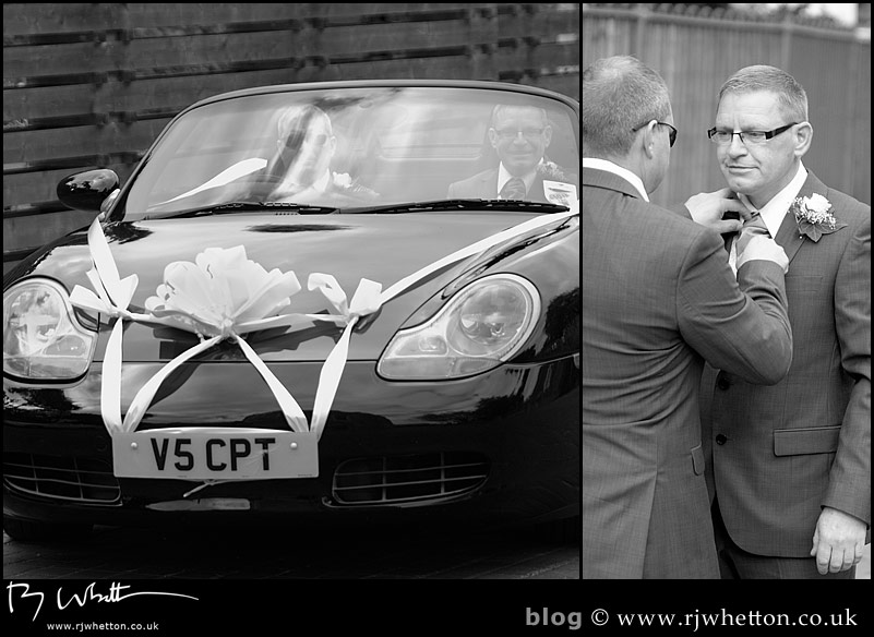 Darren arrives with his best man - Professional Wedding Photography Dorset