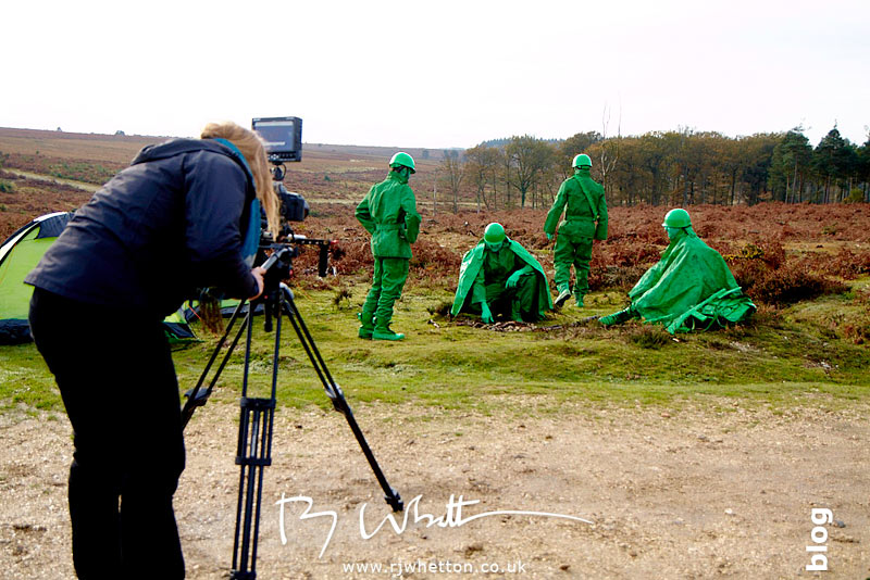 Camp fire scene filmed from ground - Production Photography Dorset
