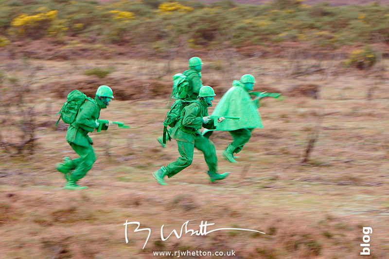 Green army rushing into cover - Production Photography Dorset
