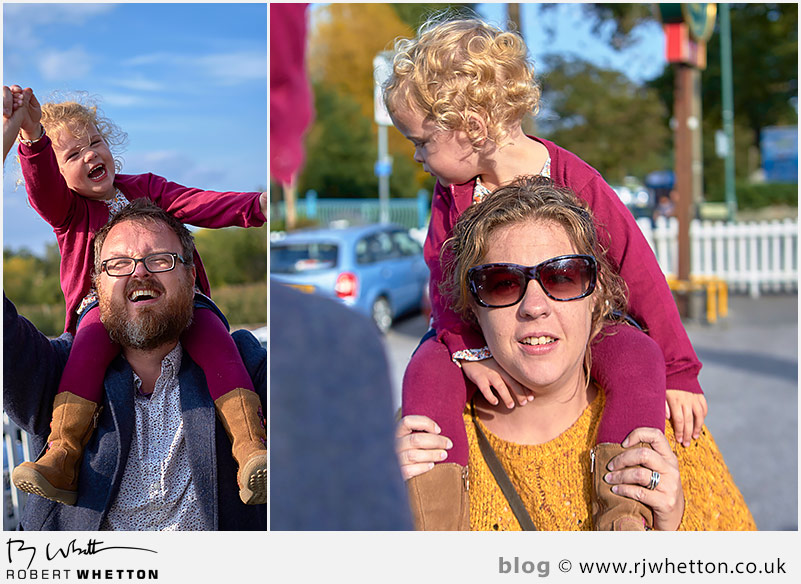 The girls get a shoulder carry to the car - Portrait Photography Dorset